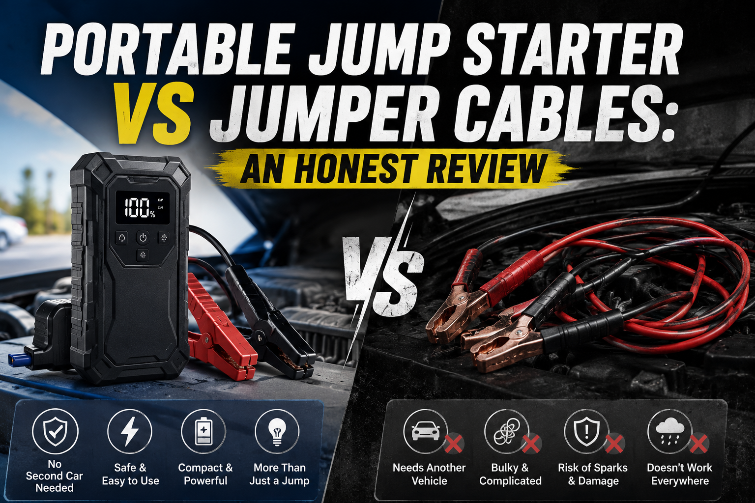 Portable Jump Starter vs Jumper Cables: An Honest Review