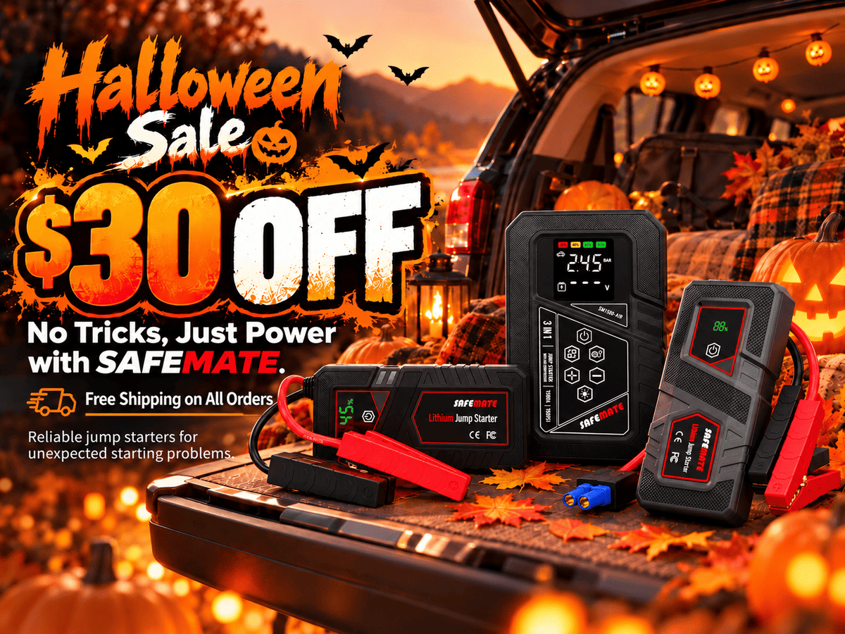 SAFEMATE portable car jump starter halloween sale $30 off