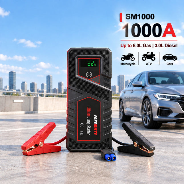 safemate SM1000 1000A Jump Starters for cars, SUVs, Up to 6.0L Gas and 3.0L Diesel