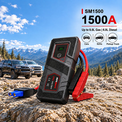 safemate SM1500 1500A Jump Starters for cars, SUVs, Pickup Truck, Up to 8.0L Gas and 6.0L Diesel