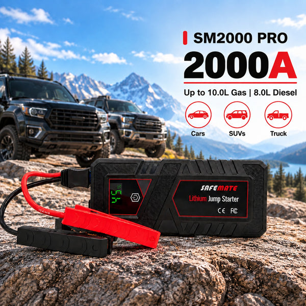 safemate SM2000 PRO 2000A Jump Starters for cars, SUVs, Trucks, Up to10.0L Gas and 8.0L Diesel
